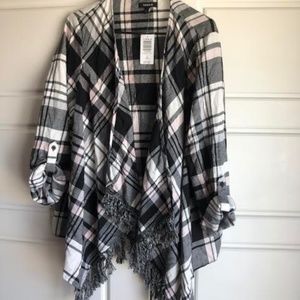 TORRID-Black & White Plaid Kimono-1x